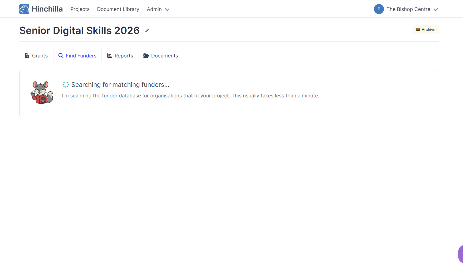 Searching the funder database for matches