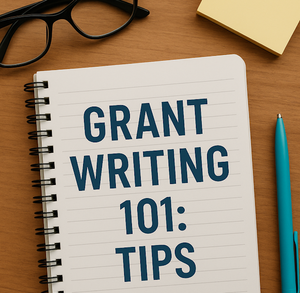 Person writing a grant application